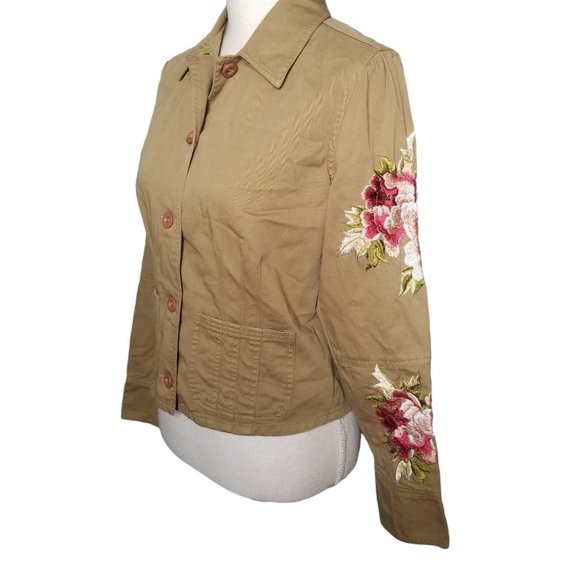 Johnny Was Jackets & Blazers - Johnny Was Tan Button Down Embroidered Jacket Size Small